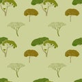 Beautiful illustration with african savannah. seamless vector pattern with trees in the african steppe